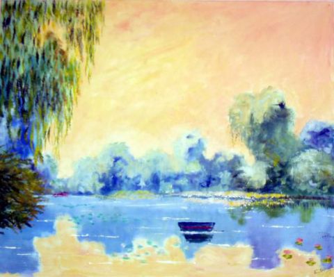 L'artiste Mily - Coucher de soleil sur le lac