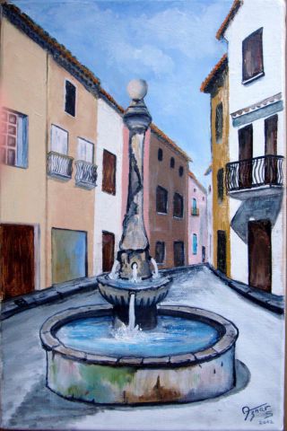 Fontaine de Gabian (34) - Peinture - Sylvestre Aznar
