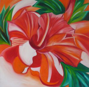 Peinture de Myriam Bonnet: hibiscus joie