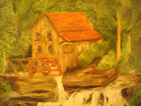 moulin en forêt - Peinture - alain FLAHOU