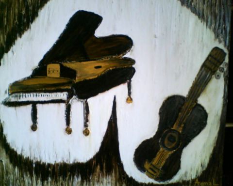 piano-guitare - Peinture - artistemarocaine