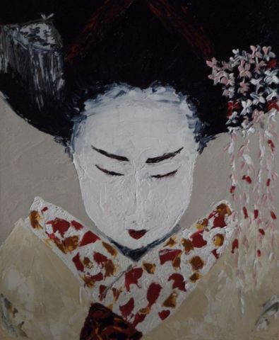 Jeune Geisha - Peinture - cecile guiard