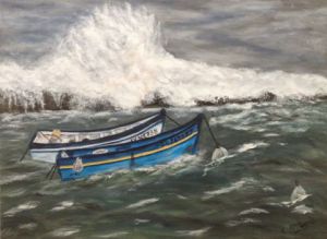 Voir cette oeuvre de Louloute: Deux barques dans la tempête