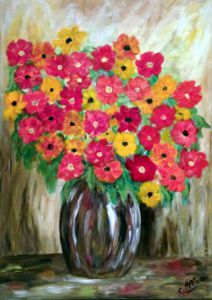 Voir cette oeuvre de Louloute: Bouquet de fleurs sur une table