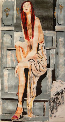 Femme au bord de la fontaine - Peinture - Arsene Gully
