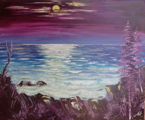 Mer et Lune - Peinture - ANNA MAILLARD