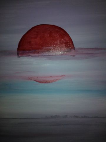 soleil rouge - Peinture - BRIGITTE BASPEYRAS