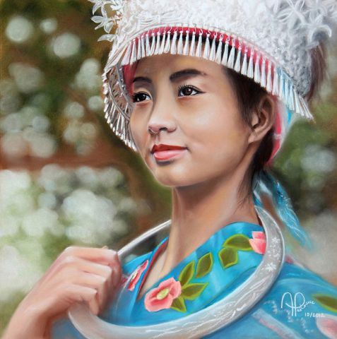 L'artiste ALAIN PESTOURIE - Li, jeune chinoise