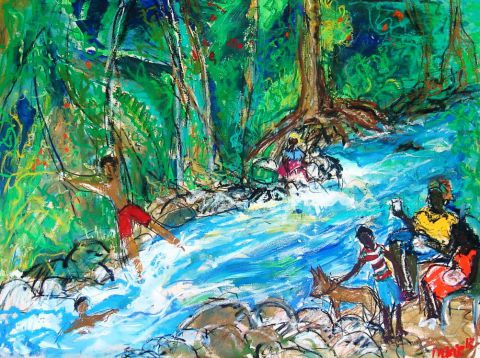 ''a sunday by the river'' - Peinture - MARIE INDIGO