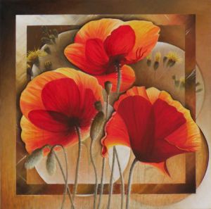 Peinture de Frank GODILLE: Coquelicots en Carré VIP