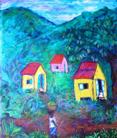 Three shacks - Peinture - MARIE INDIGO