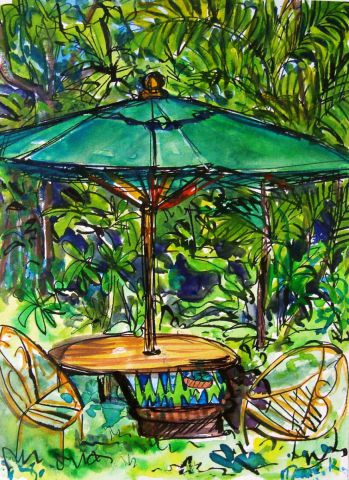 backgammon and umbrella - Peinture - MARIE INDIGO