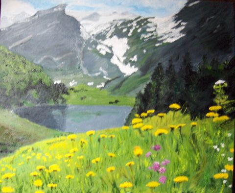Montagne au Printemps - Peinture - Helene Zachar
