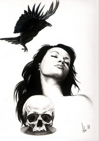 L'artiste Melanie - La femme au corbeau