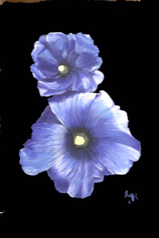 Rose Trémière bleu - Peinture - annie massollo