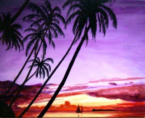 Hawai au couchant - Peinture - Parraud