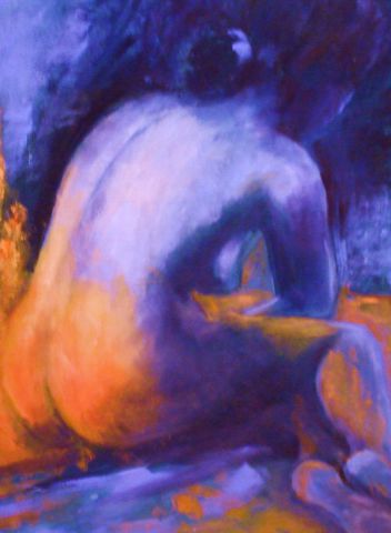 L'artiste Maryse Bertreux - nu bleu