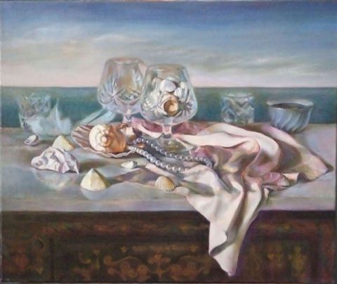 L'aube cristal, nature morte aux coquillages - Peinture - Etsuko Migii