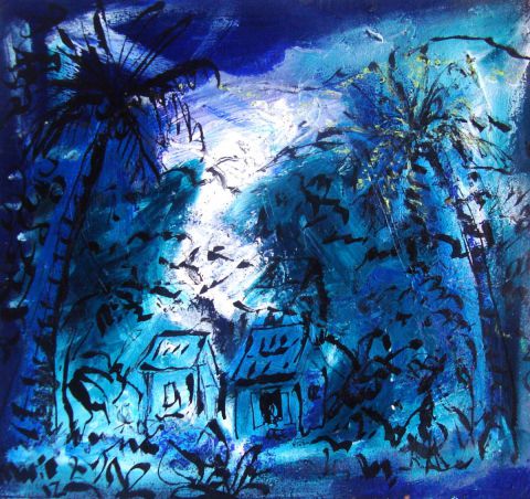 L'artiste MARIE INDIGO - 3 cases en bleu