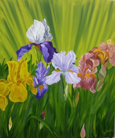 Jardin d'iris - Peinture - Liliane Bichard