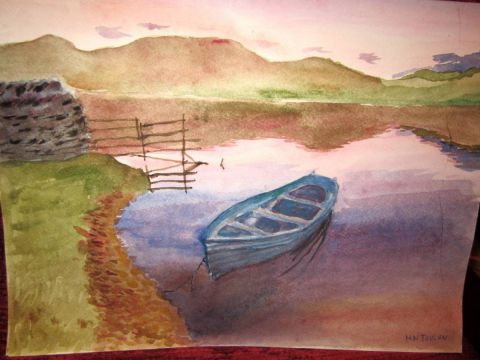 L'artiste MN Toulon - Barque sur lac au couchant