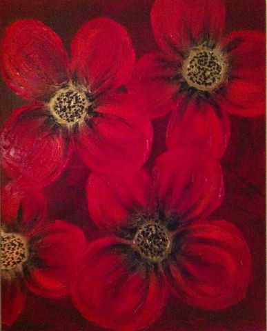 L'artiste Suzie Rodz - fleurs rouges