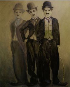 Peinture de chanu: Composition autour de Charlie Chaplin