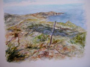 Peinture de evelyne massa: Vue sur la mer