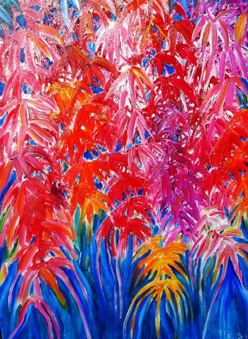 cascade de fleurs - Peinture - Isa