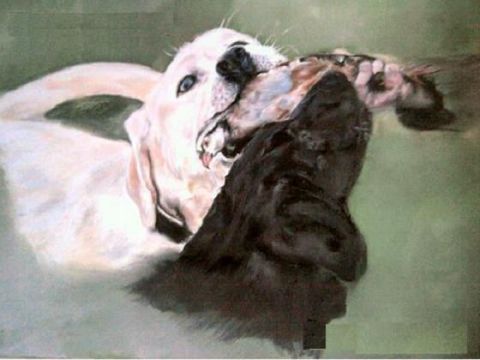 scene de chasse les labradors - Peinture - marco