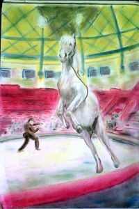 Voir cette oeuvre de Francoise DUSUEL: cheval au cirque