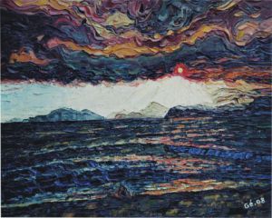 Peinture de Gerard SERVAIS: Brégançon (83) ciel d'orage