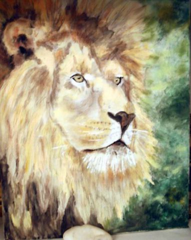 LE LION - Peinture - Francoise DUSUEL