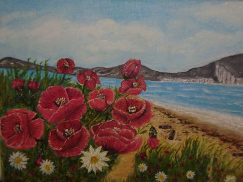 fleurs sur  la plage  - Peinture - bdan