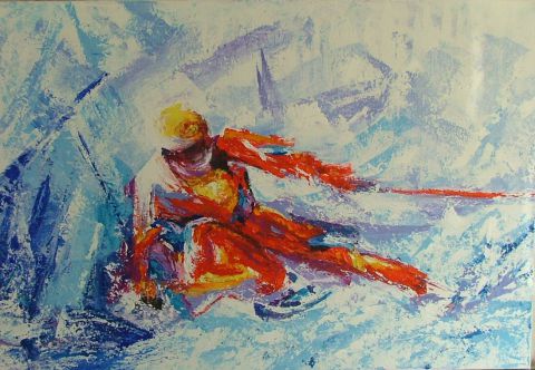 skieur - Peinture - Rene Vincent-Viry
