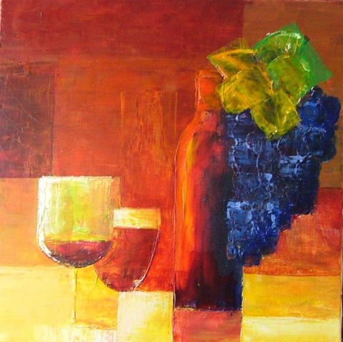 Vin et raisin - Peinture - Rene Vincent-Viry