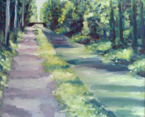 Peinture de PHILIPPE ARLAUD: Promenade le long du canal de l'Ourcq
