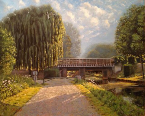 Le pont de la rosée claye souilly-canal de l ourcq-France  - Peinture - A  kayoum Khounfais