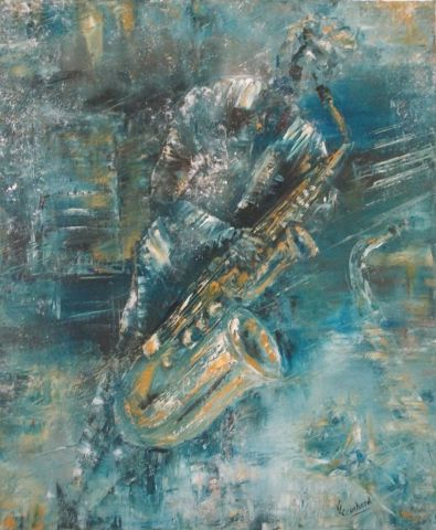 Blue saxo - Peinture - valerie CROCHARD