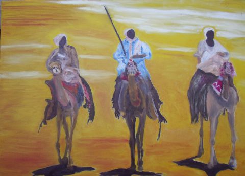 Les gardiens du désert - Peinture - philippe lacam