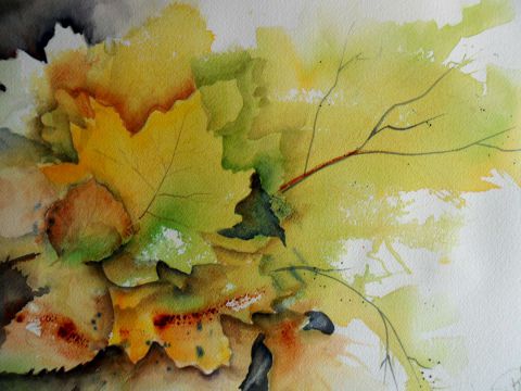 amas de feuilles - Peinture - Francoise PILLOU
