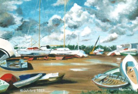 Port La Forêt après le cyclone - Peinture - KAN