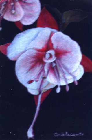 Gracile fuchsia rose et blanc - Peinture - KAN