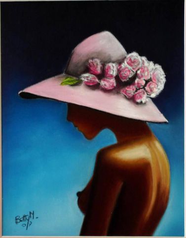 Jeune fille au chapeau - Peinture - BETTY-M peintre