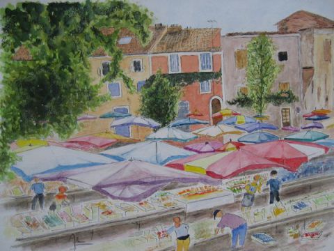 La Place du Marché à Nyons (Provence) - Peinture - Alain Van Hecke