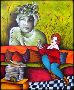 Peinture de Ah Tatieva : La leçon de botanique, portrait