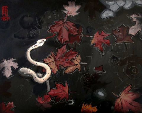 Rain and Snake - Peinture - Anna Karen