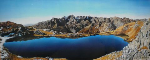 Lac des Cavalles et chaîne de Belledonne - Peinture - Clement MOUCHE