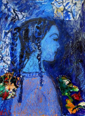 Jacquelle in blue - Peinture - MARIE INDIGO
