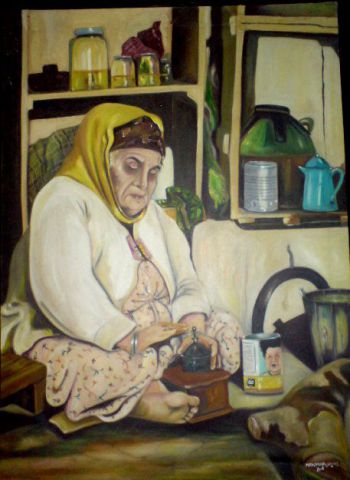 L'artiste SALIMARTS - La femme moudre le café